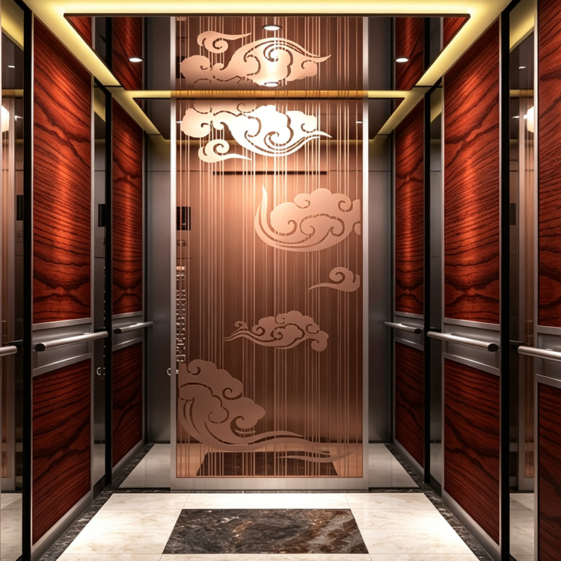Konstnärlig Rose Gold Etsad Mirror Finish Passagerarlyft